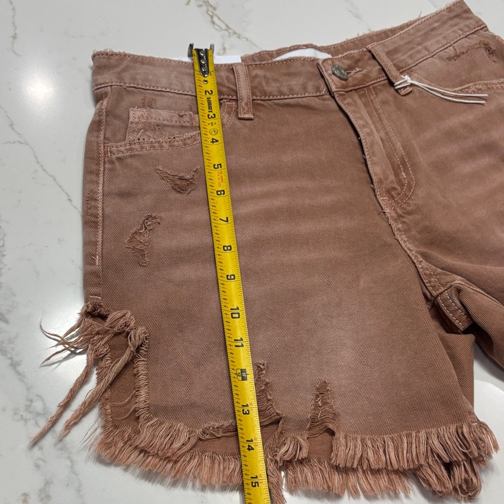 Vervet high rise Women's Frayed Brown Jean Shorts - Picture 12 of 15